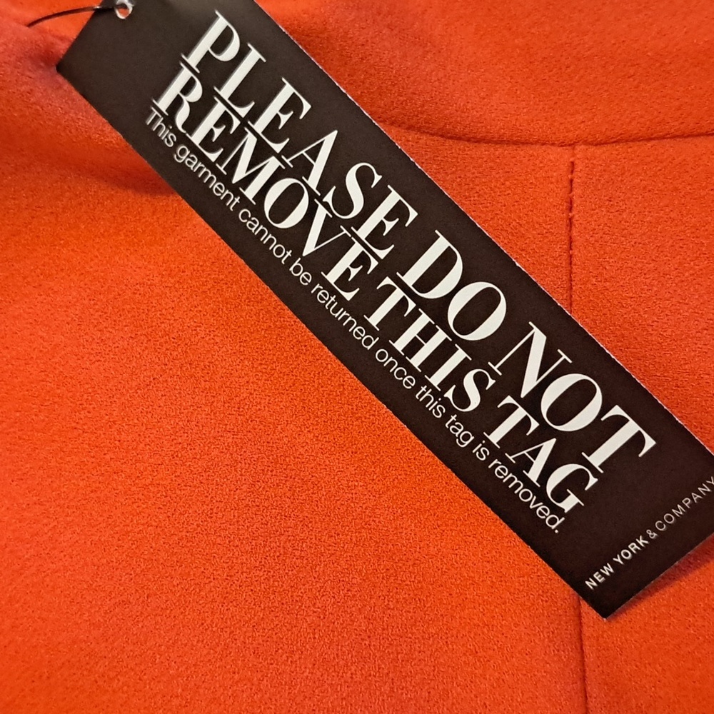 New York & Company Vibrant Orange Midi Dress, Orange, Size L - Picture 8 of 9